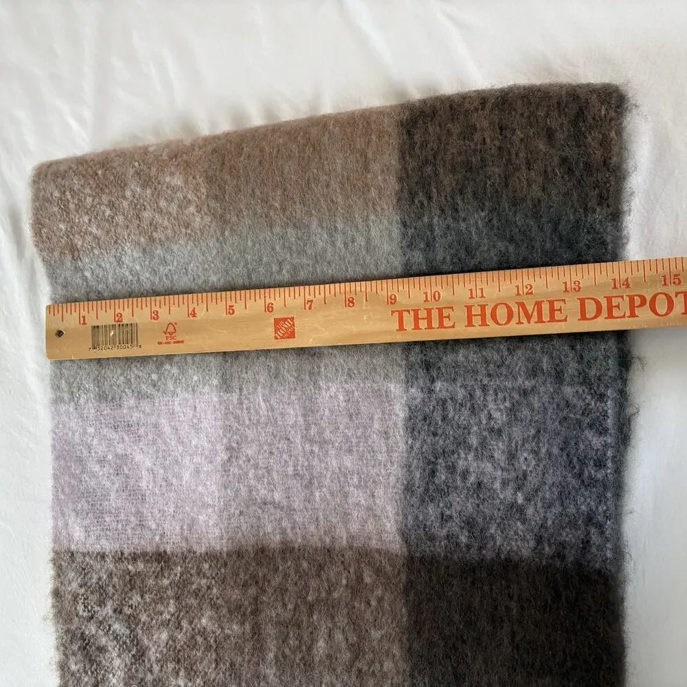 New On 34th Classic Large Check Supersoft Wrap Scarf Gray, Brown, Lavender